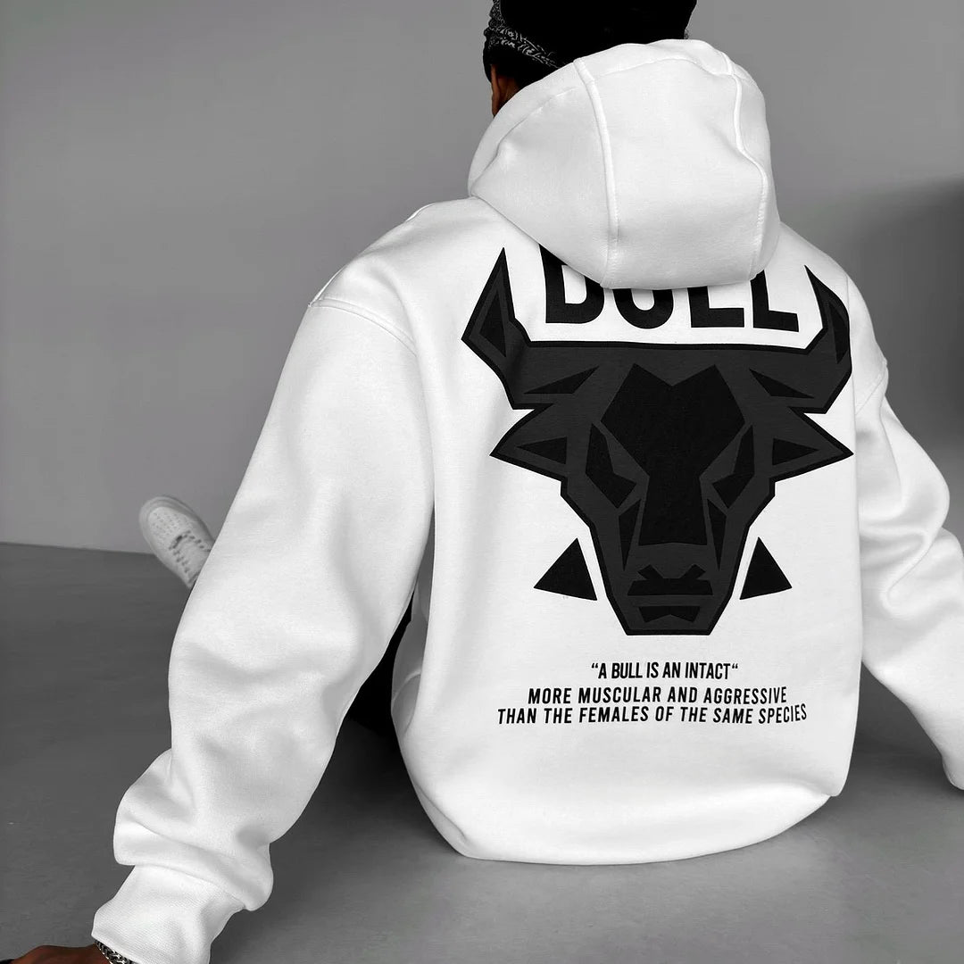The Bull - White + Black - Oversized Hoodie 400 GSM