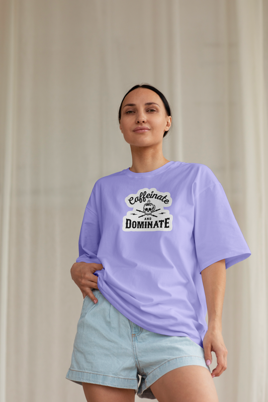 Caffeinate And Dominate - Levender - Gym Oversized T Shirt Strong Soul Shirts & Tops