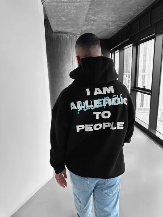 I am ALLERGIC to People - Black - Oversized Hoodie