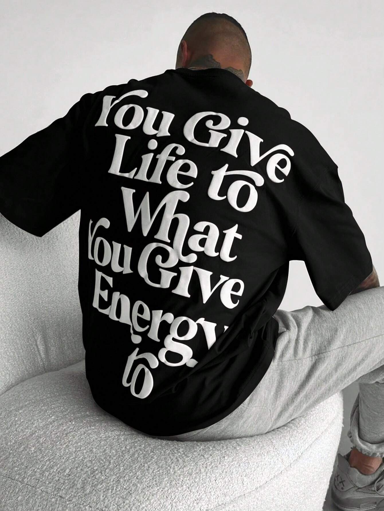 Give Energy - Black - Gym Oversized T Shirt Strong Soul Shirts & Tops