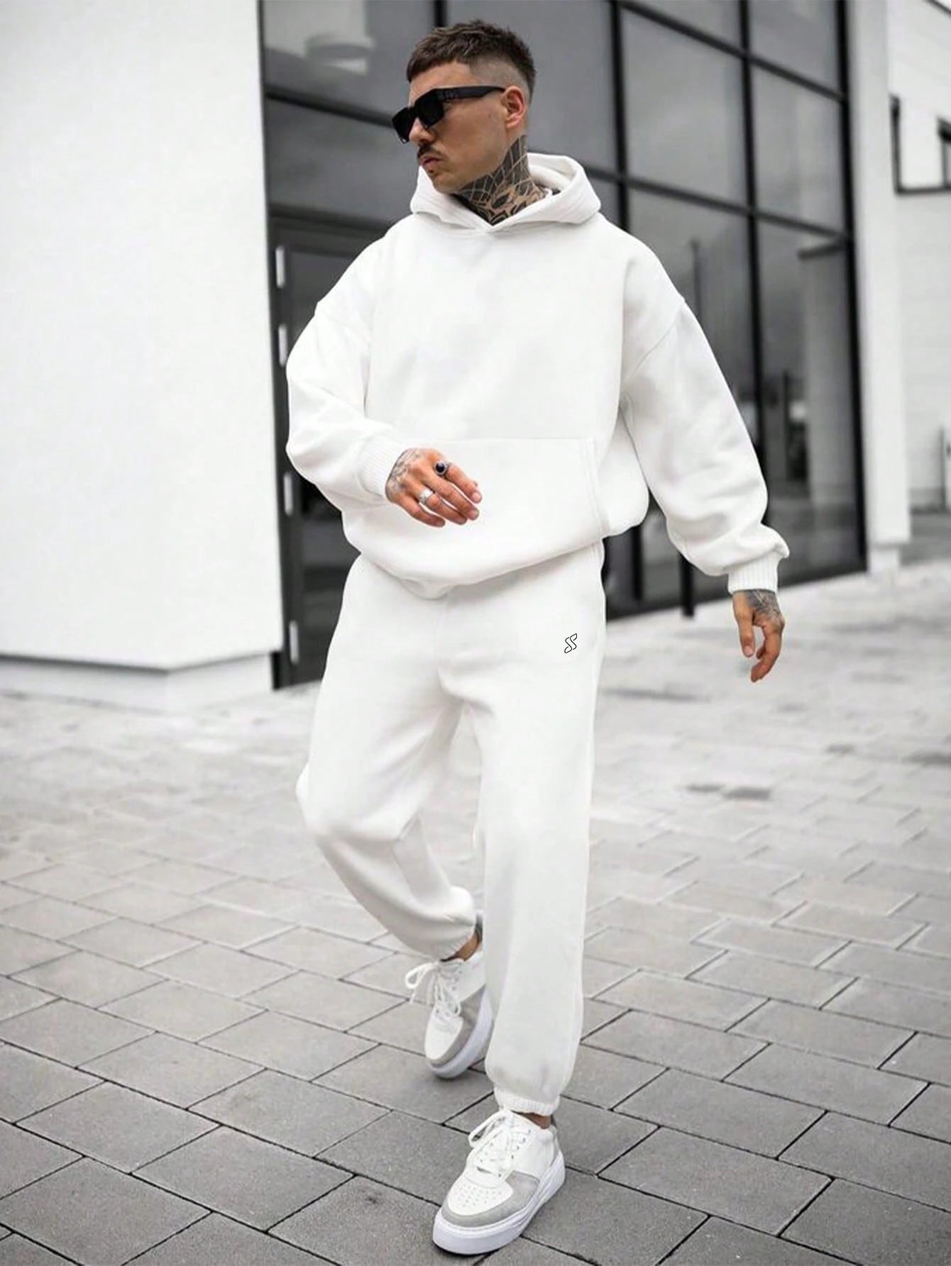 White - Hoodie And Sweatpants - Co-ord Set