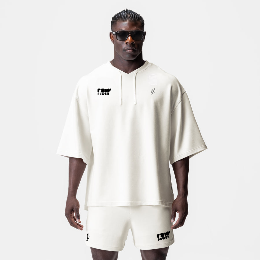 Flap Pocket T-Shorts & Shorts - White Beige - Co-ord Set Strong Soul Shirts & Tops