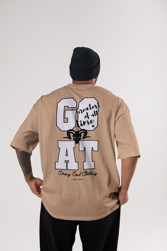 The GOAT  - Beige - Gym Oversized T Shirt Strong Soul Shirts & Tops