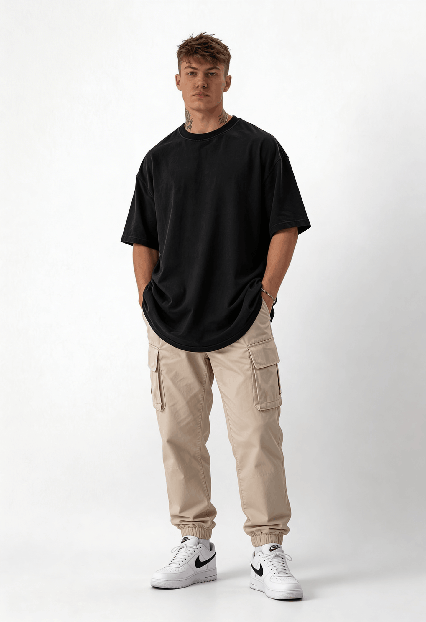 Plain - T-Shirt - Black - Oversized