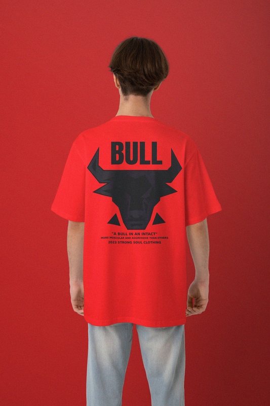 Bull - Red - Gym Oversized T Shirt