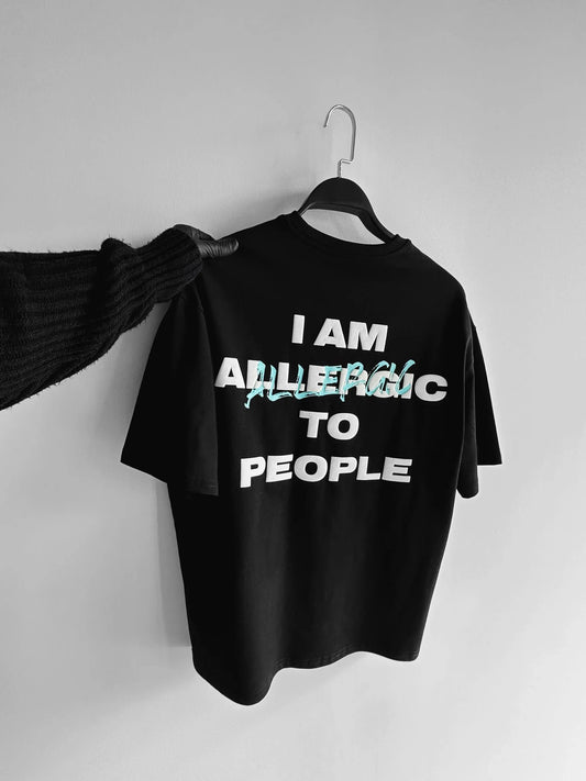 Allergic To People - Black - Gym Oversized T Shirt Strong Soul Shirts & Tops