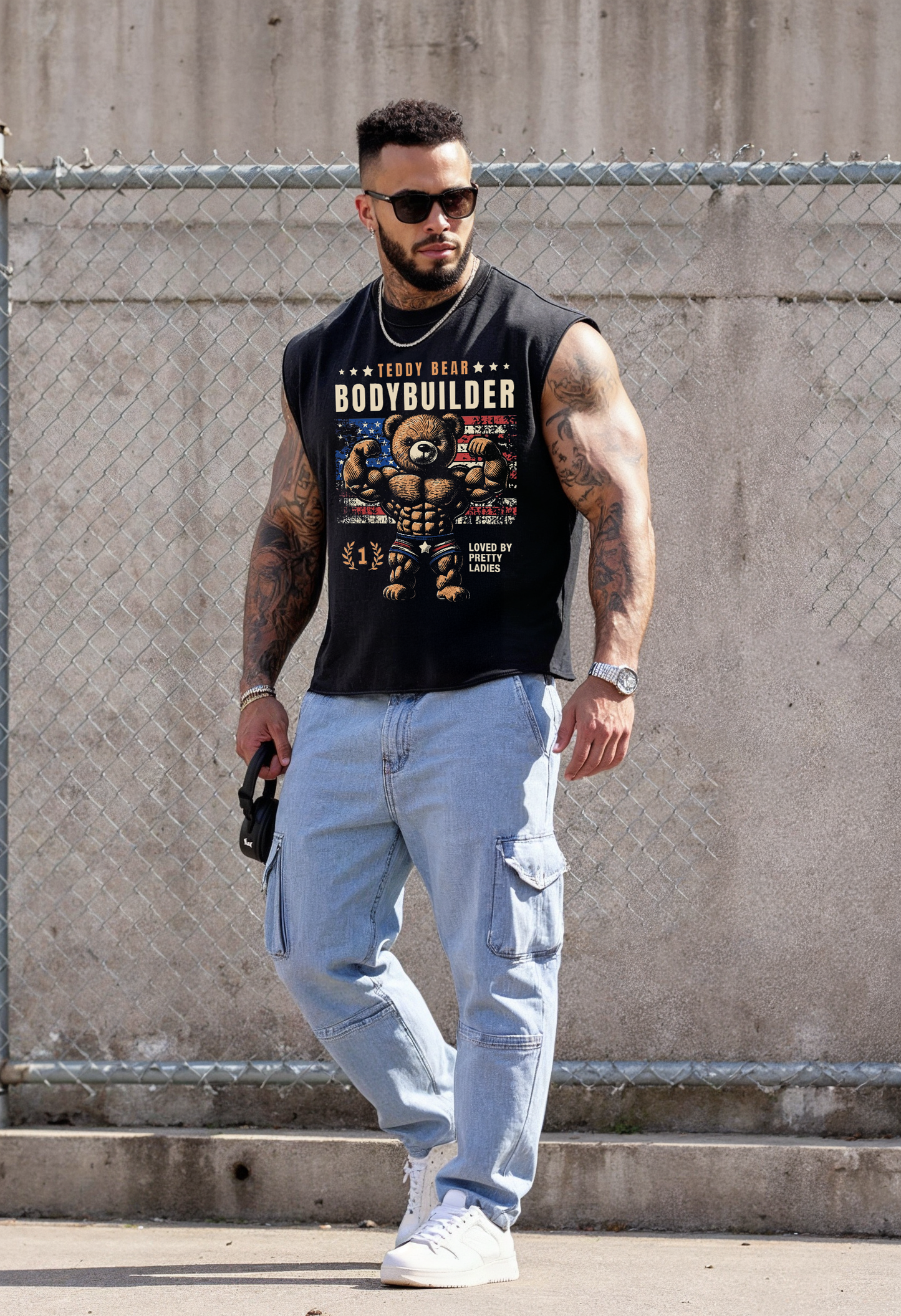 Black - T104 - Caffeine & Weights - Crop Cut-Offs Strong Soul Tanks