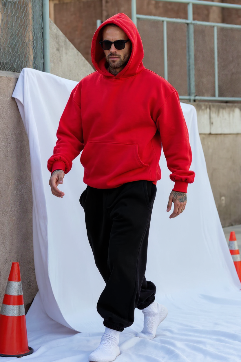 Red + Black - Hoodie And Sweatpants - Co-ord Set