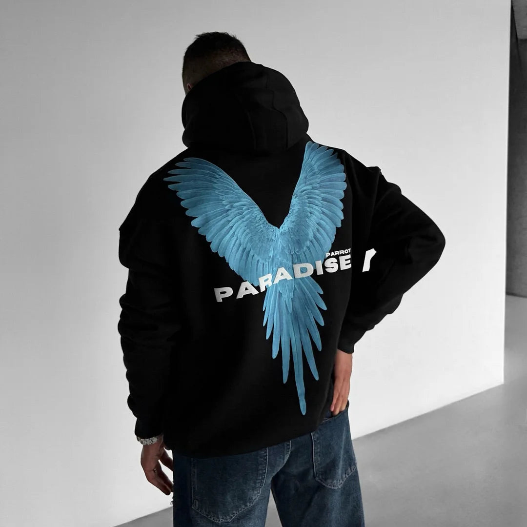 Paradise Parrot Black Unisex Hoodie