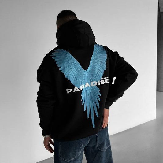 Paradise Parrot - Black - Standard Fit Hoodie 300 GSM Strong Soul Hoodie