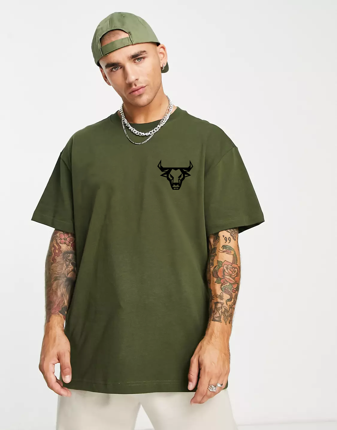 Bull - Army Green - Oversized T Shirt