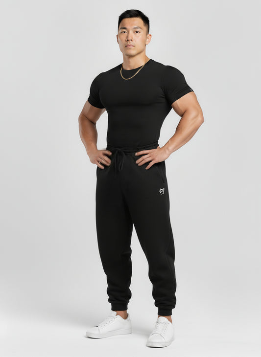 Black - Slim Fit - T-Shirt Ribbed