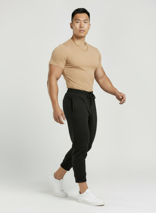 Biege - Slim Fit - T-Shirt Ribbed