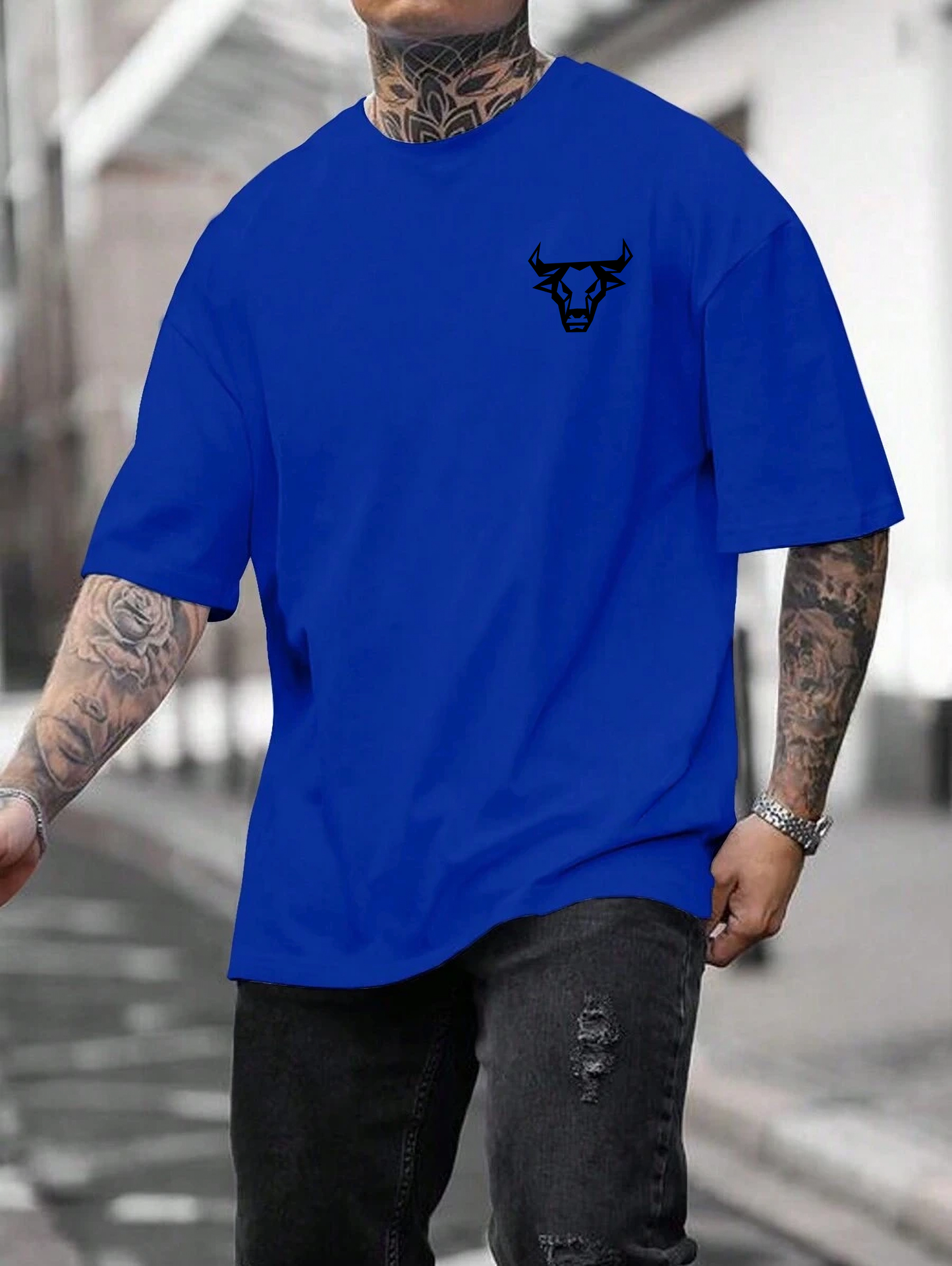 Bull - Royal Blue - Oversized T Shirt Strong Soul Shirts & Tops