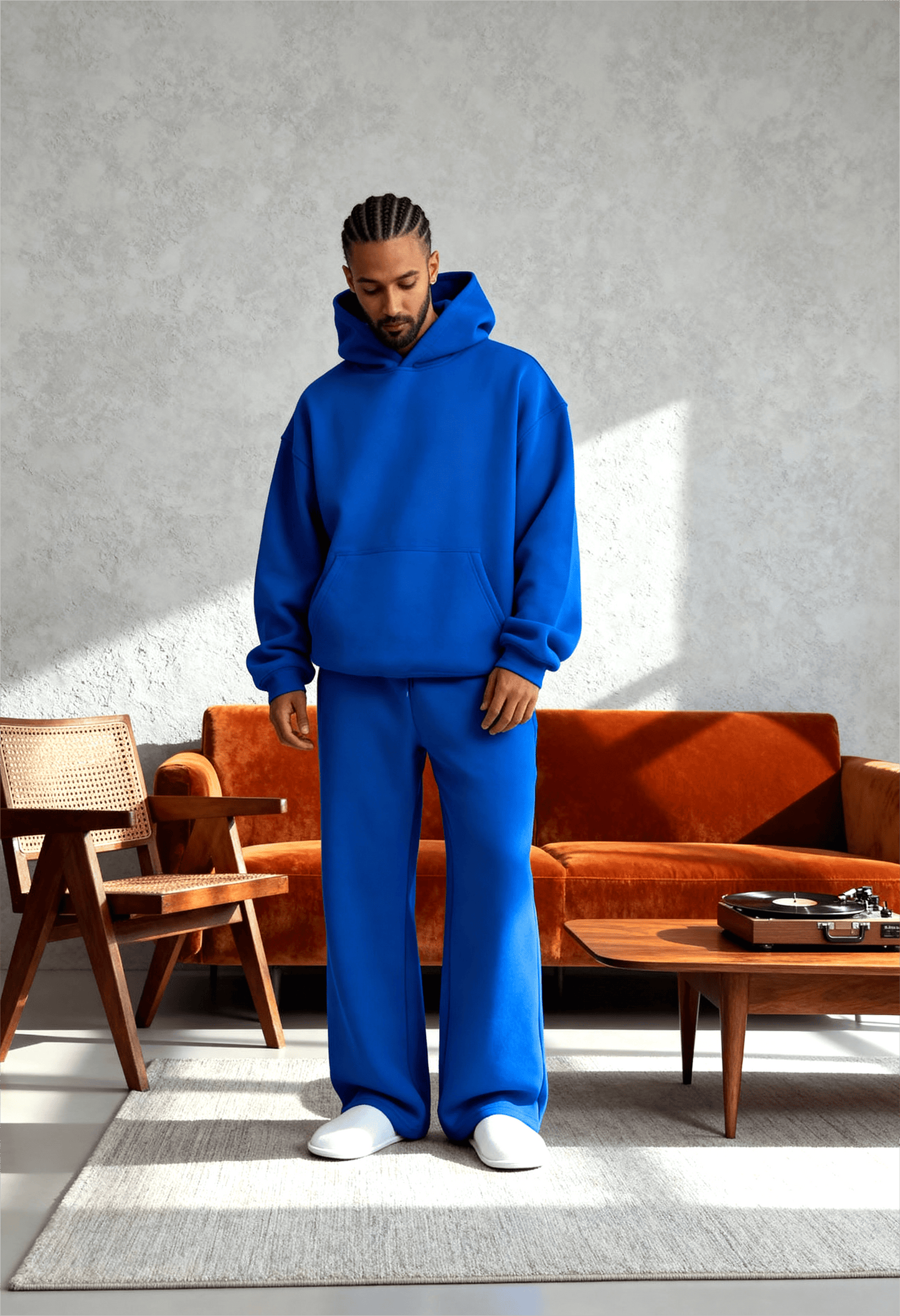Royal Blue - Flat Pants + Hoodie Co-ord