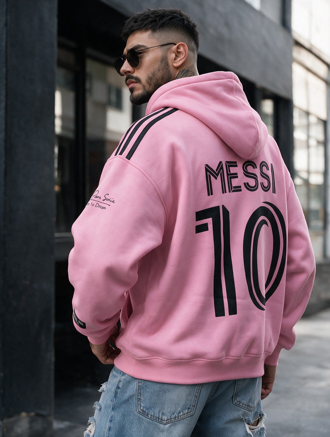 Pink - Football Goat 10 - Oversized Hoodie 400 GSM