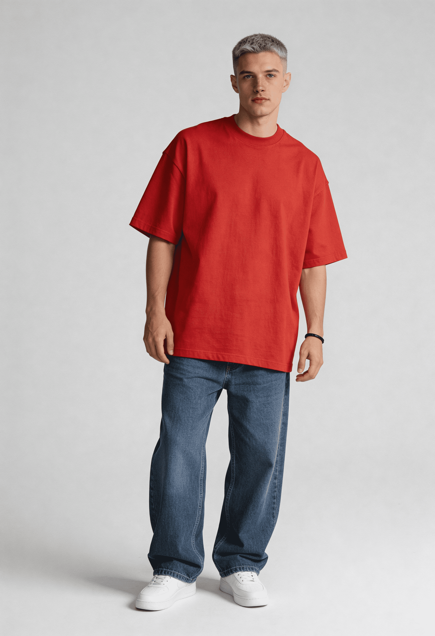 Plain - T-Shirt - Red - Oversized
