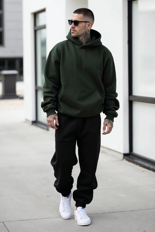 Dark Green + Black - Hoodie And Sweatpants - Co-ord Set Strong Soul Shirts & Tops