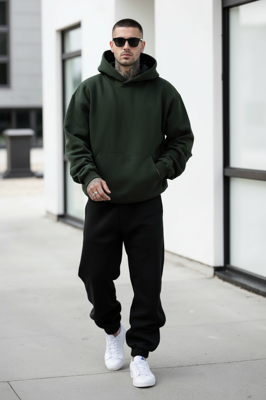 Dark Green + Black - Hoodie And Sweatpants - Co-ord Set Strong Soul Shirts & Tops