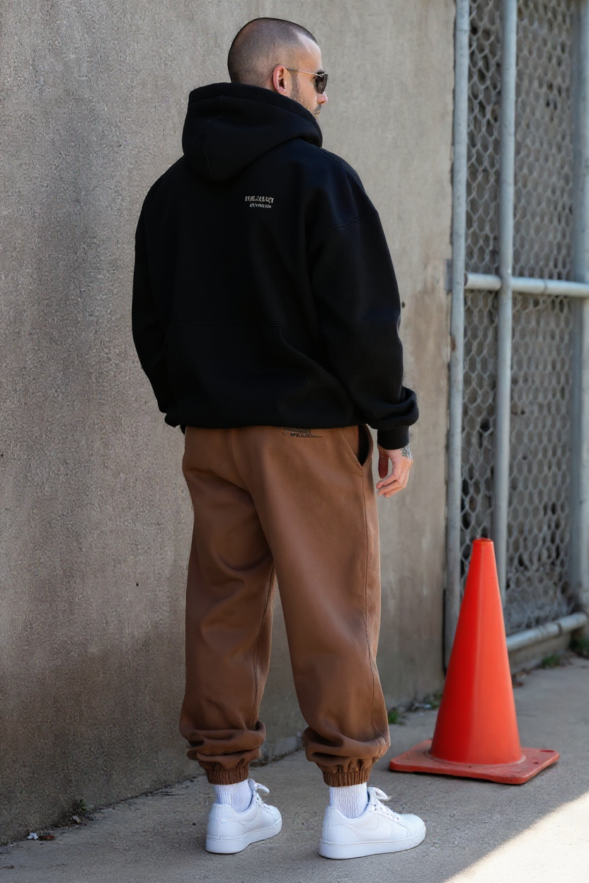 Black + Brown - Hoodie And Sweatpants - Co-ord Set