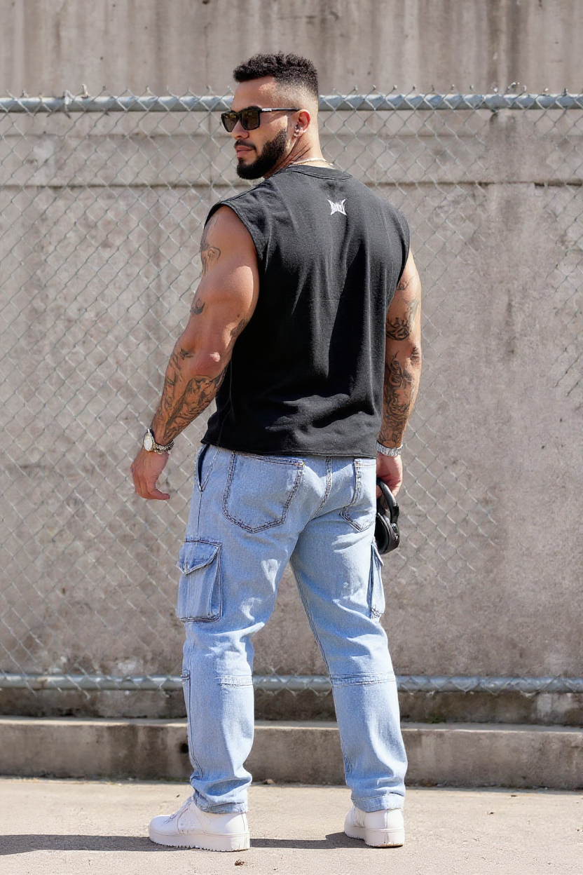 Black - T104 - Caffeine & Weights - Crop Cut-Offs Strong Soul Tanks