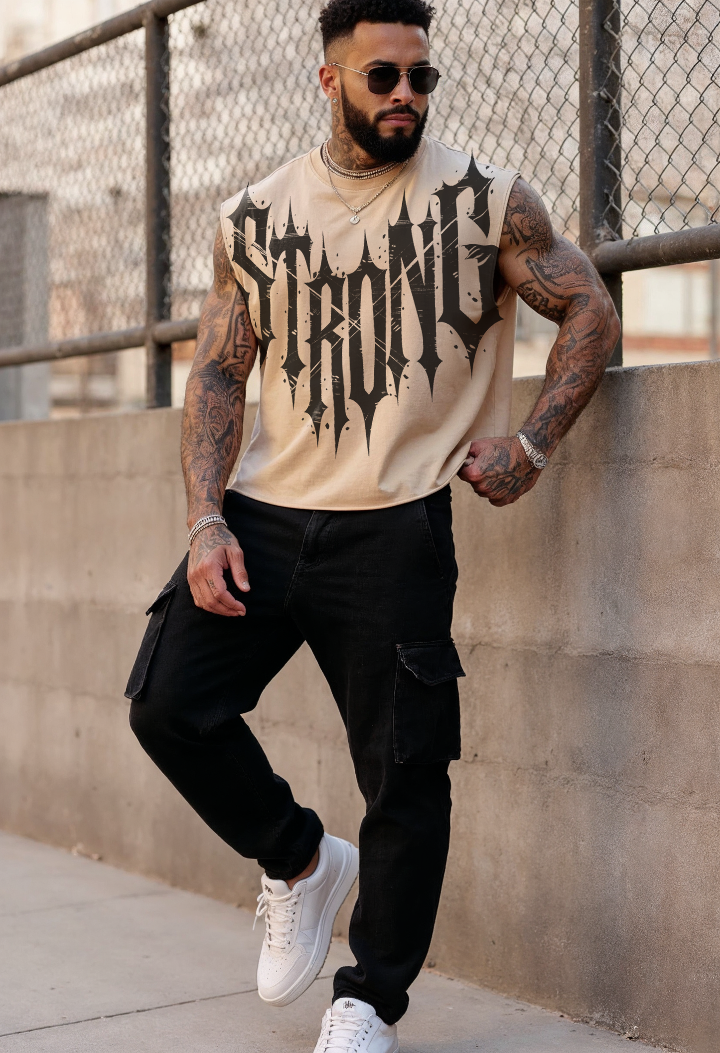 Beige - T104 - Super Strong - Crop Cut-Offs