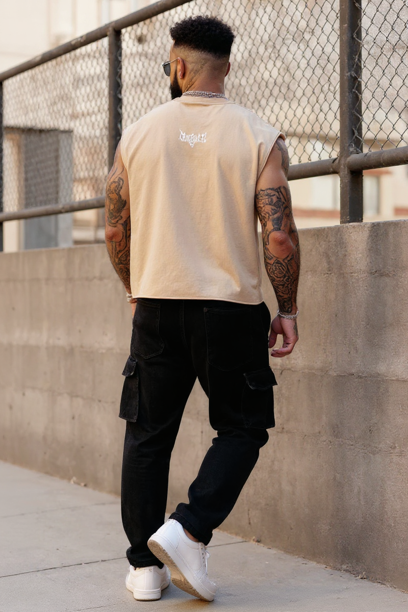 Beige - T104 - Super Strong - Crop Cut-Offs
