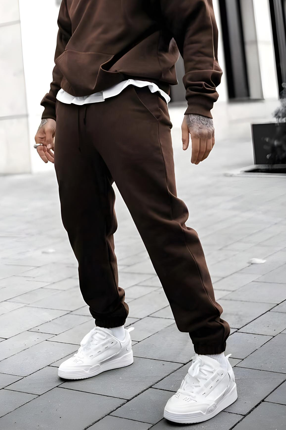 Brown - Sweatpants - Cotton Fleece 104