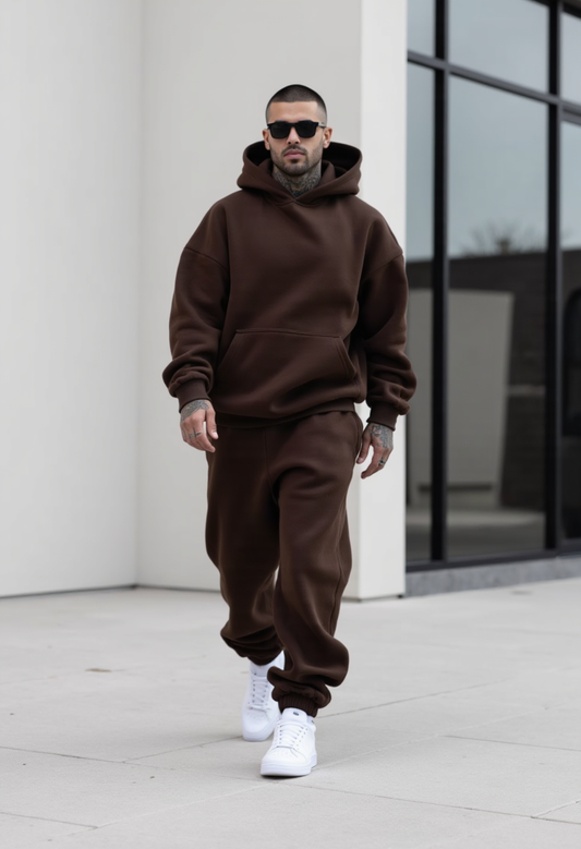 Brown - Hoodie And Sweatpants - Co-ord Set