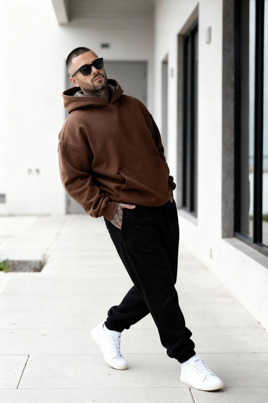 Brown + Black - Hoodie And Sweatpants - Co-ord Set Strong Soul Shirts & Tops