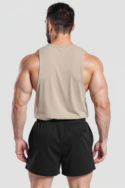 Beige - Strong Metal Font - T101 - Muscle Daddy Strong Soul Tanks