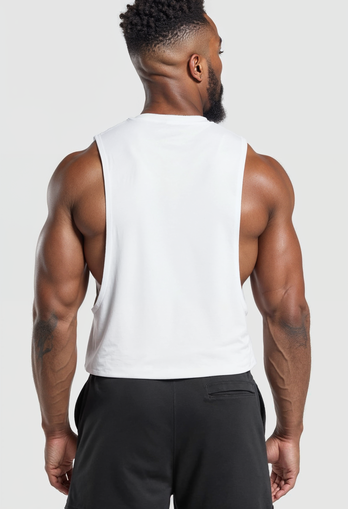 White - T101 - Muscle Daddy - Drop Arm
