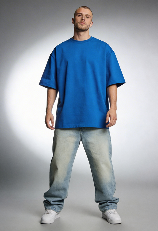 Plain - T-Shirt - Royal Blue - Oversized