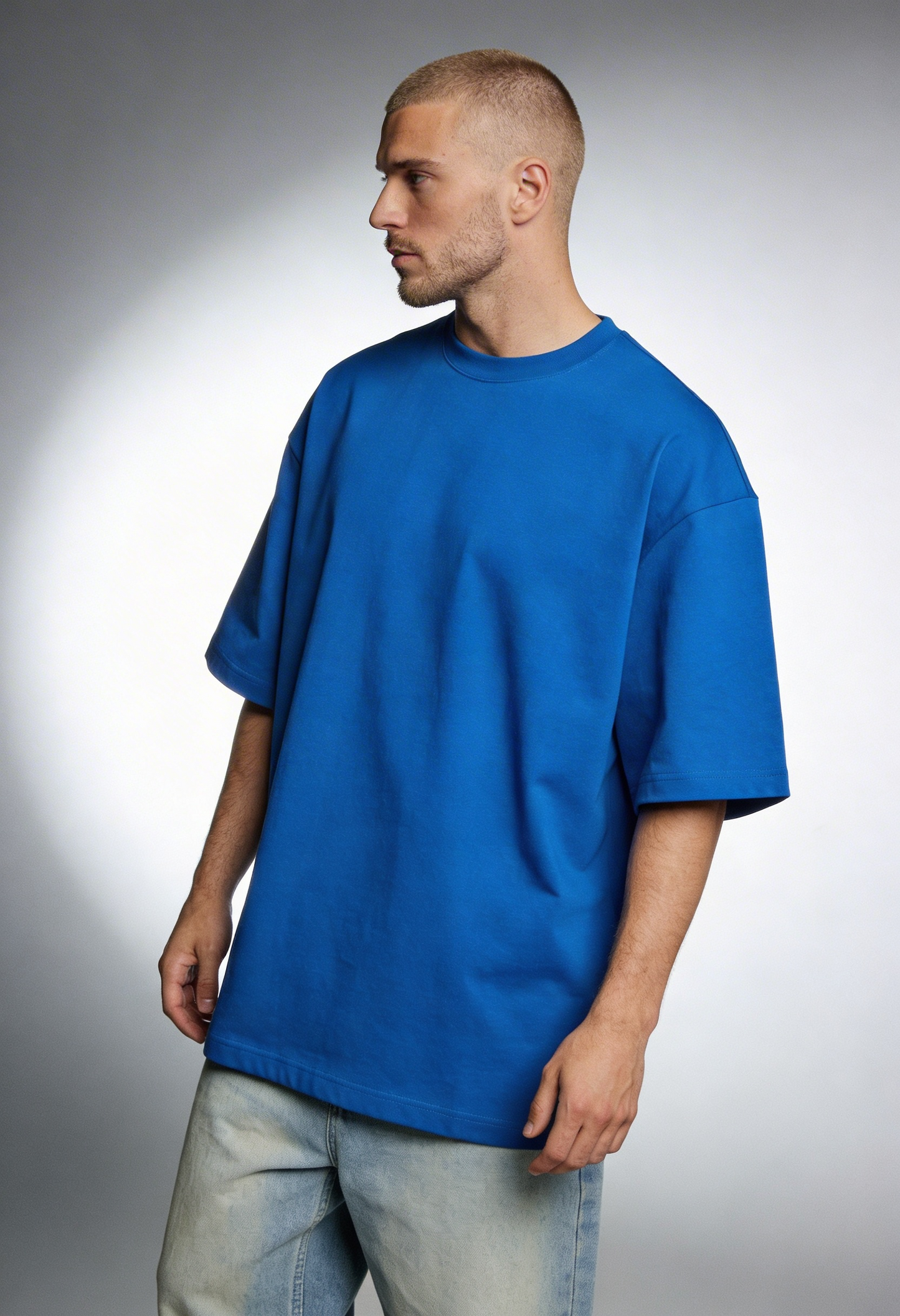 Plain - T-Shirt - Royal Blue - Oversized