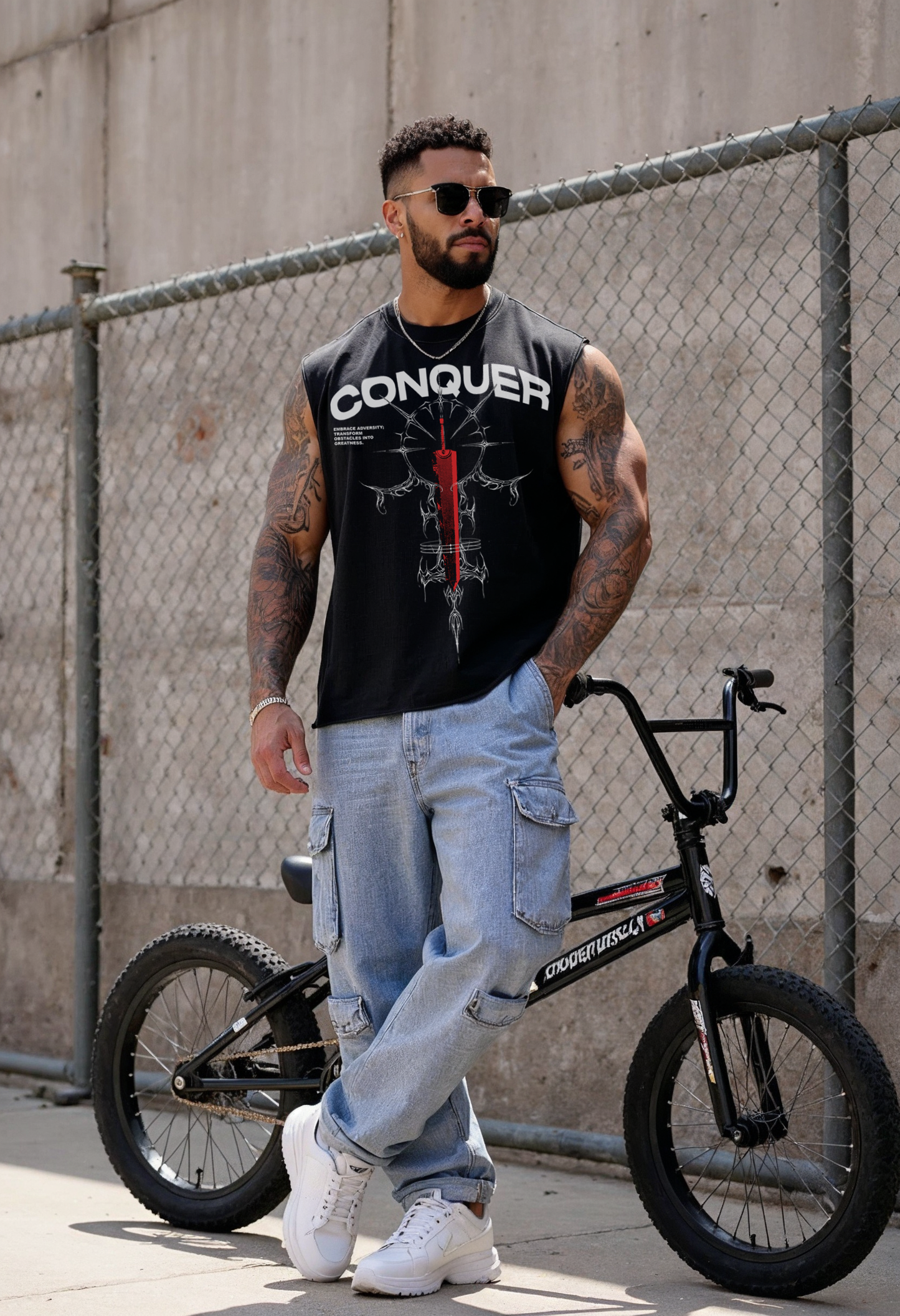 Black - T104 - Unchained - Crop Cut-Offs Strong Soul Tanks