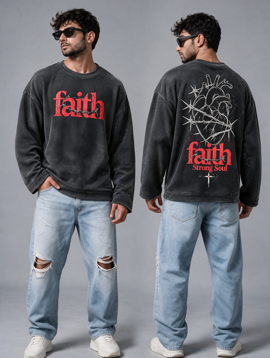Charcoal Grey - Faith - Waffle Long Sleeve