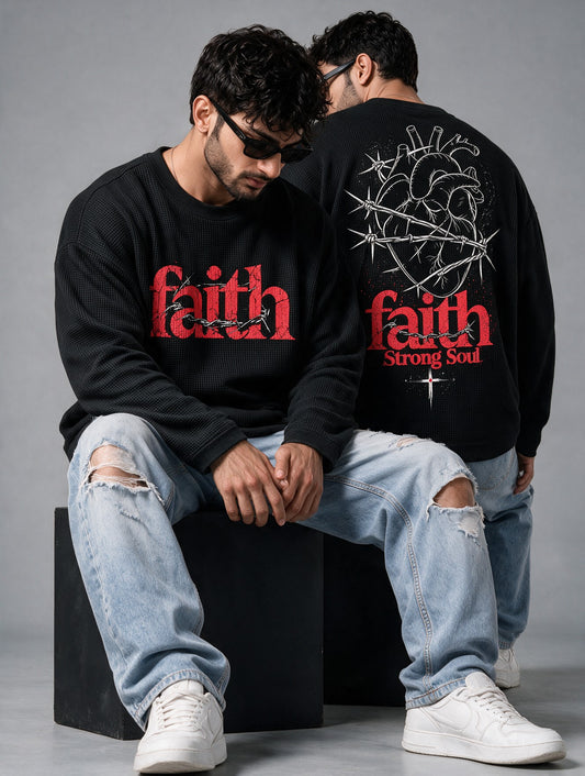 Black - Faith - Waffle Long Sleeve