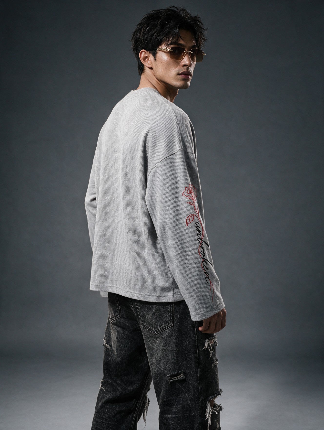 Grey - Unbroken - Waffle Long Sleeve