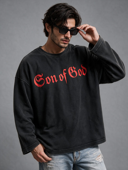 Charcoal Grey - Son of God - Waffle Long Sleeve