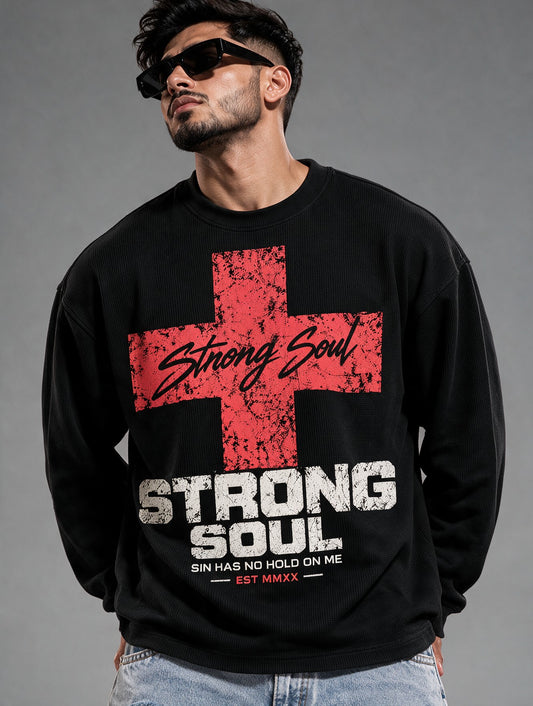 Black - Cross - Waffle Long Sleeve