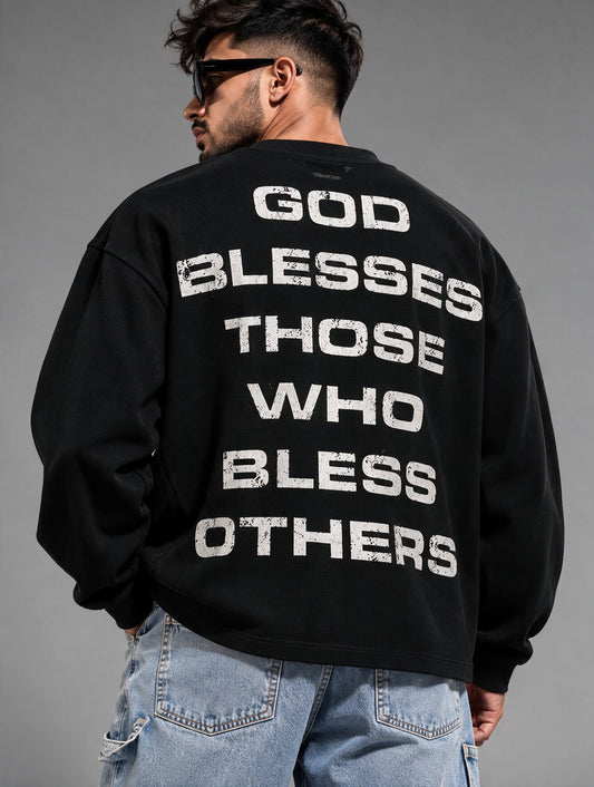 Black - Cross - Waffle Long Sleeve