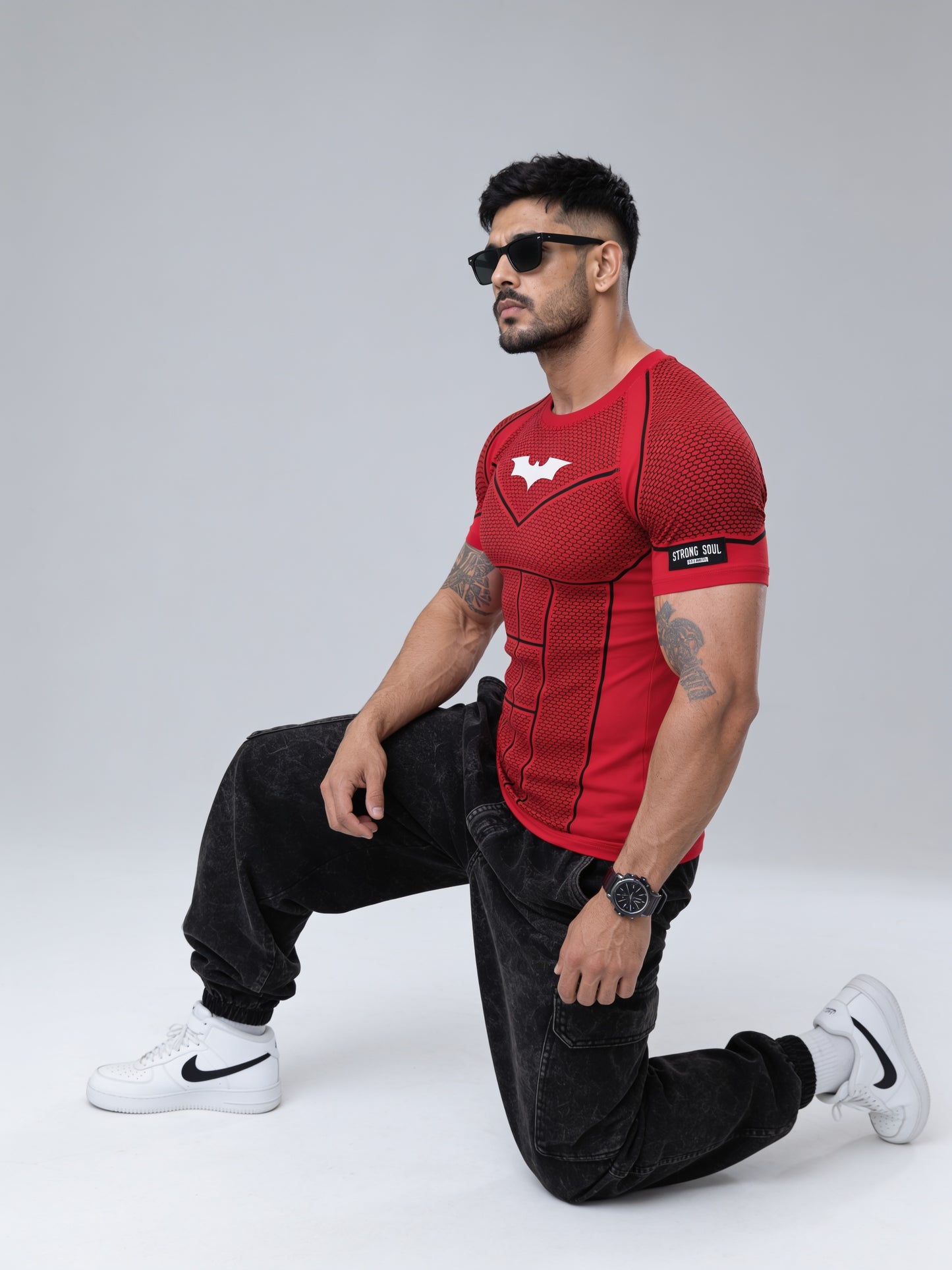 Red - Bat Abs - Cotton Lycra Compression