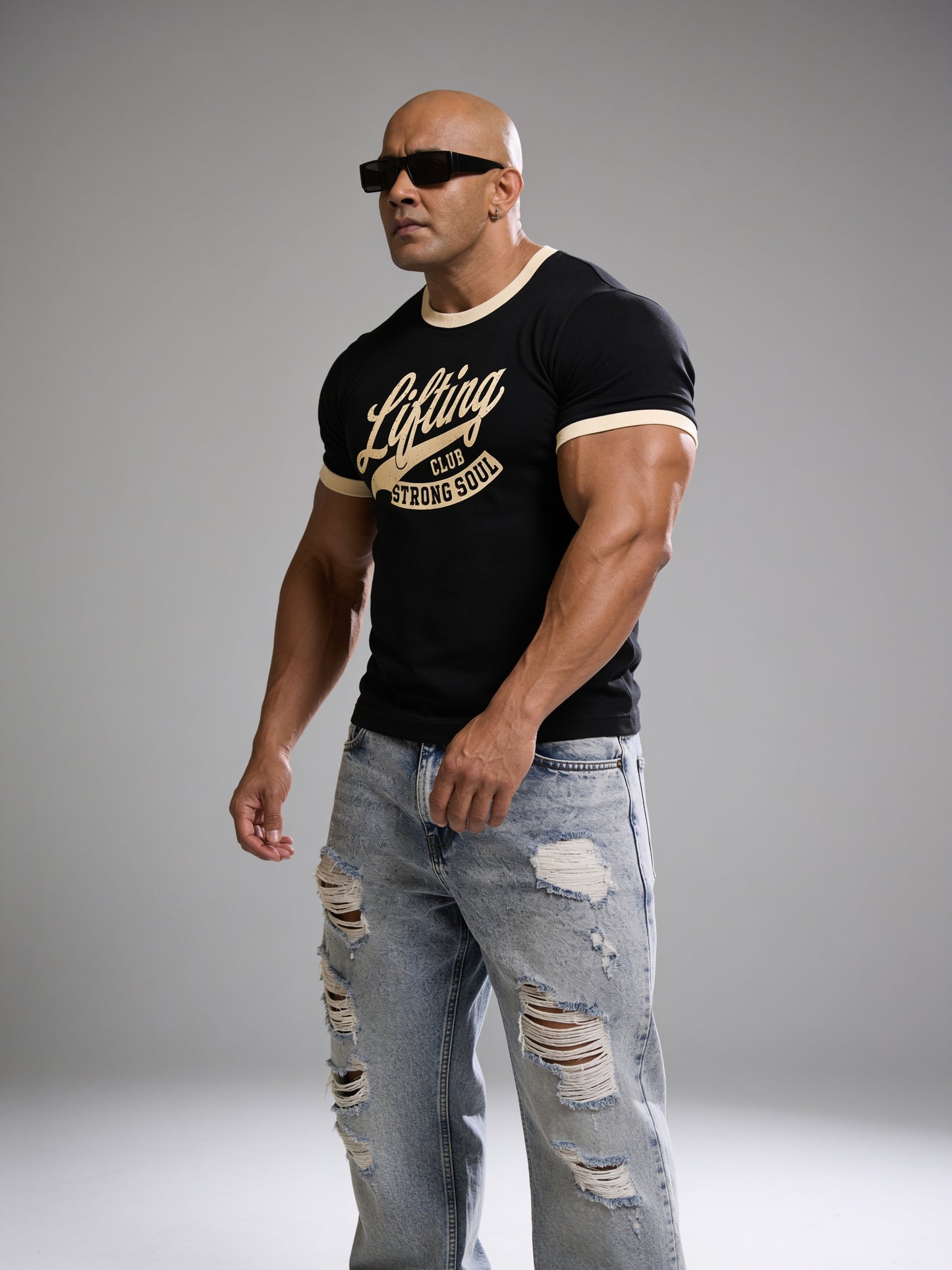 Black Cream - Lifting Club - Ringer T-Shirt