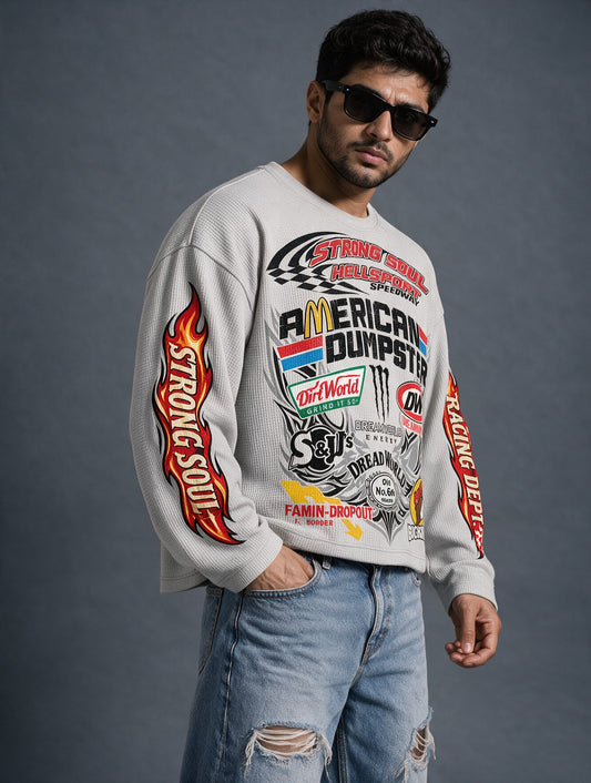 Light Grey - Hellsport Speedway - Waffle Long Sleeve