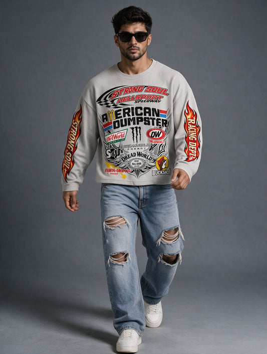 Light Grey - Hellsport Speedway - Waffle Long Sleeve