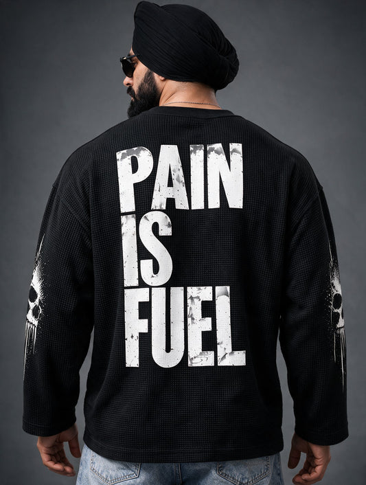 Black - Pain Is Fuel - Waffle Long Sleeve