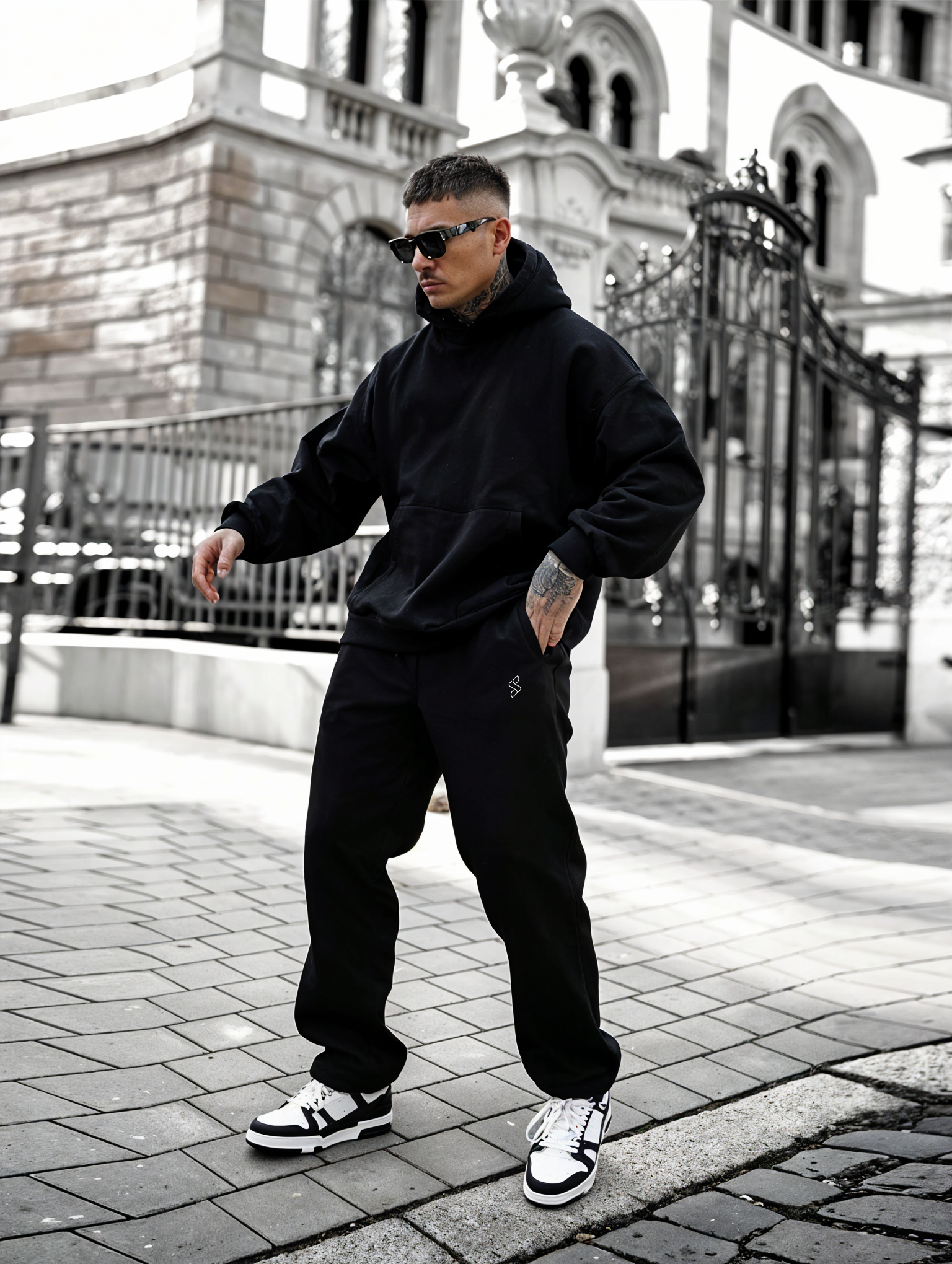 Black - Premium Fleece Tracksuit - Co-ord Set Strong Soul Shirts & Tops