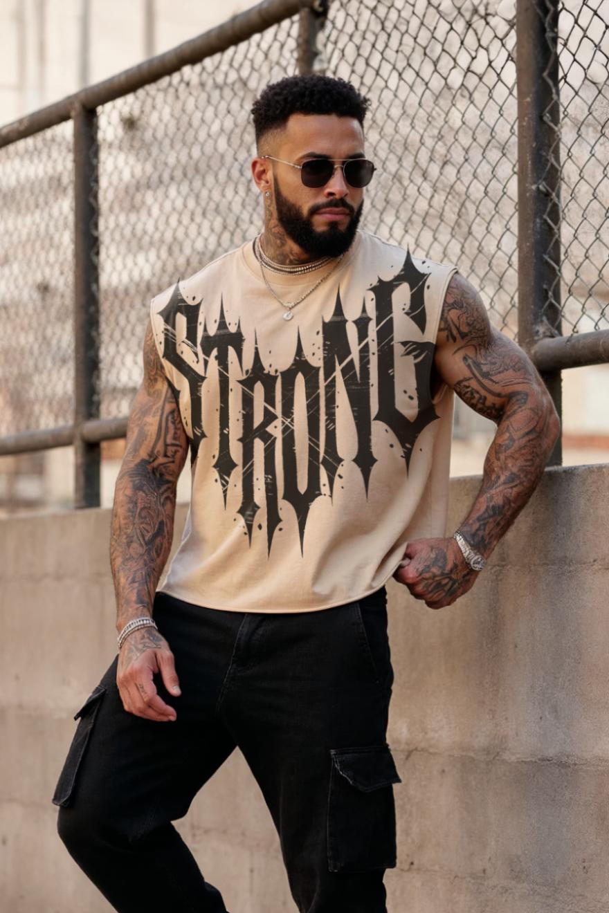 Beige - T104 - Super Strong - Crop Cut-Offs