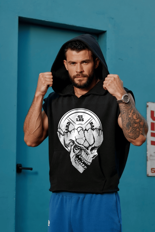 Black - T108 - Gym in my head - Gym Cut Offs Hoodie