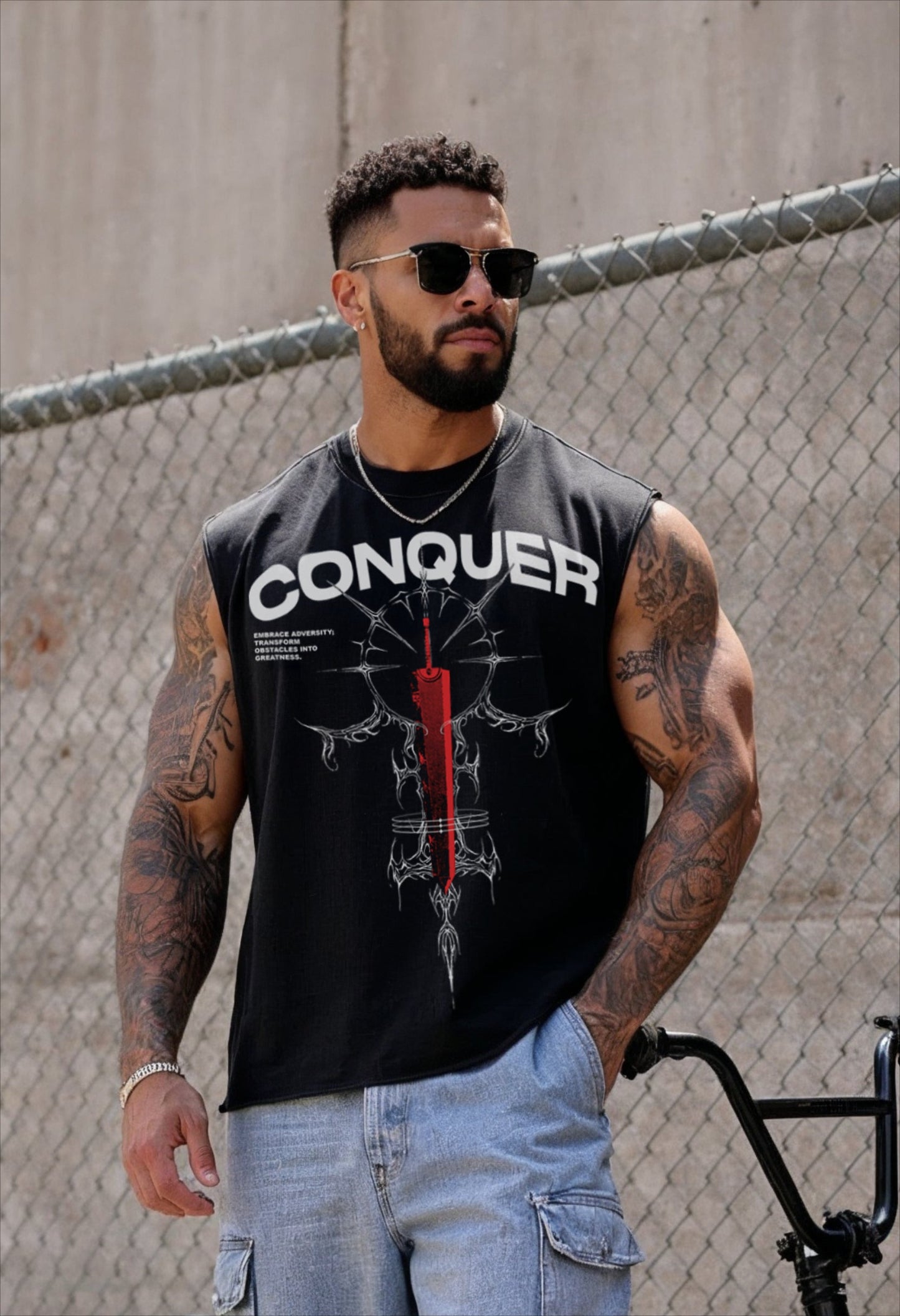 Black - T104 - Unchained - Crop Cut-Offs Strong Soul Tanks
